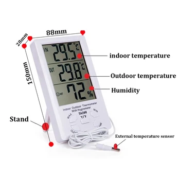 Nešiojamų Patalpų Lauko Skaitmeninis Termometras su Drėgmėmačiu LCD Ekranas Jutiklis Oro Stotis Temperatūros, oro Drėgmės Matuoklis