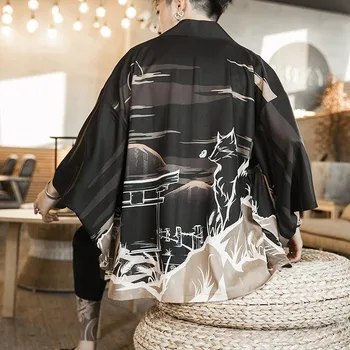 NiceMix Zongke Karosas Atidaryti Dygsnio Kimono Vyrų Japonų Kimono Megztinis Harajuku Kimono Marškinėliai Vyrams Streetwear Havajų Marškinėliai Vyrams