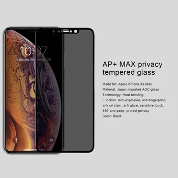 Nilkin iPhone XS Max 3D AP+ Max Pilnas draudimas Anti-Spy Grūdintas Stiklas Screen Protector, iPhone XS Max Nillkin tamsinti Stiklai