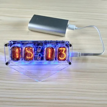 Nixie Vamzdis Laikrodis-12 4-tiek Švyti RGB Spalvingos Lemputės, Ekranas Retro Stalo Laikrodis Micro USB Prievadą