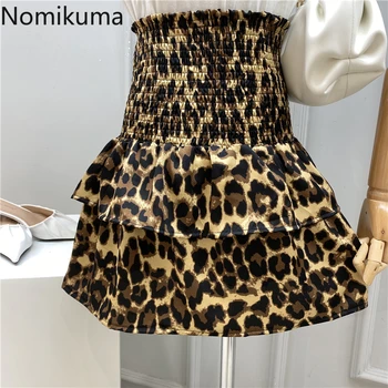 Nomikuma Seksualus Leopard Ruožas Aukšto Juosmens Moterų Sijonas 2020 Metų Vasaros korėjos Dvigubai Pynimas Mini-line Sijonas Faldas Mujer Moda 6A787