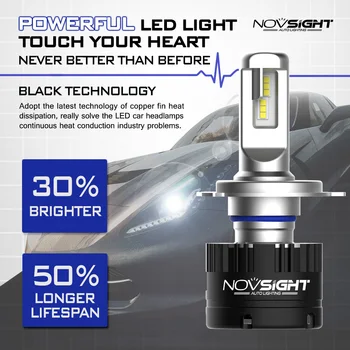 Novsight 80W 14400LM LED Lemputės Automobiliams H1 H4 H7, H11 LED 9005/HB3 9006/HB4 2vnt LED Žibintų 5500K Automatinis Automobilio Žibintų Rinkinys