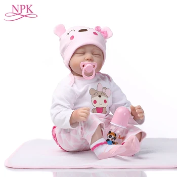 NPK Lėlės Reborn 55CM Minkšto Silikono Reborn Baby Lėlės Vinilo Žaislai Didelis Lėlės Mergaitėms Naujų Metų Kūdikių Lėlės Su Rausva Medžiaga