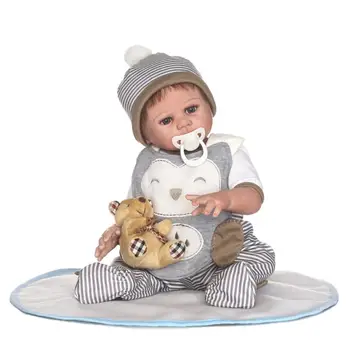 NPK Visą vinilo boneca reborn baby doll be Dryžuota turėti kostiumas su berniukas lyčių touch mokymo žaislai vaikams