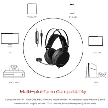 NUBWO N7 Žaidimų Ausinės Casque PC Stereo Ausinės su Mikrofonu, skirtos PS4, Nauja Xbox Vienas,KOMPIUTERIO, Mobiliojo Telefono laisvų Rankų įranga Gamer