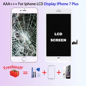 Nėra Negyvų Pikselių AAA+++ Naujas +Grūdintas LCD Ekranas IPhone5 5S 6 7 8 6S Plius 3D Jutiklinio Ekrano Pakeitimas Stiklo+Įrankio+TPU Atveju