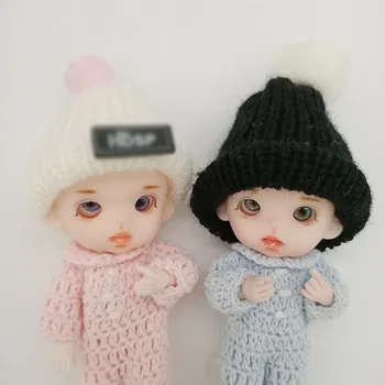 Ob11 kūdikių megztinis 1/12 bjd megztinis MOLLY Mažai Raudona Jojimo Hood kūdikių onesie lėlės drabužiai