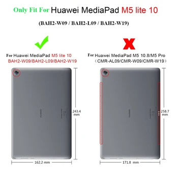 Odos Atveju Huawei MediaPad M5 Lite BAH2-L09 W19 Tablet Stand Padengti Huawei mediapad m5 lite 10, DL-AL09 W09 atveju + filmas