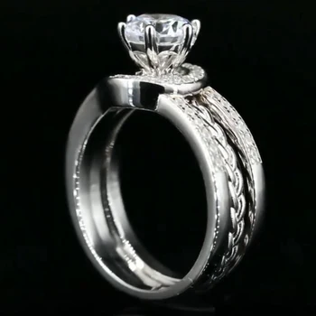 OEVAS 925 Sterlingas Sidabro Vestuviniai Žiedai Nustatyti Putojantys Aukštos Kokybės Anglies, Deimantų Dalyvavimas Šalies Smulkių Papuošalų Didmeninė