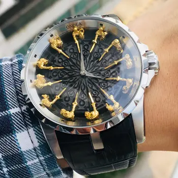 ONOLA mados prabangių laikrodžių vyras 2019 naujas klasikinis prekės ženklas rose gold kvarcinis laikrodis oda atspari vandeniui atvėsti stiliaus spalvą vyras žiūrėti