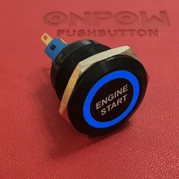 ONPOW 22mm 1NO1NC juoda latching žiedas apšviestas toks mygtukas jungiklis su VARIKLIO PALEIDIMO simbolis GQ22-11ZE/B/12V/A-PS