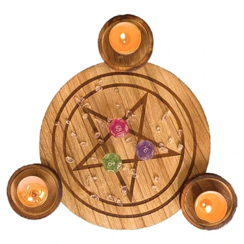 OOTDTY Mediniai Žvakių Laikiklis Astrologija Pentacle Altoriaus Plokštės Vudu Magija Žvakidė Stalo Energijos Papuošalai Taro Prekes