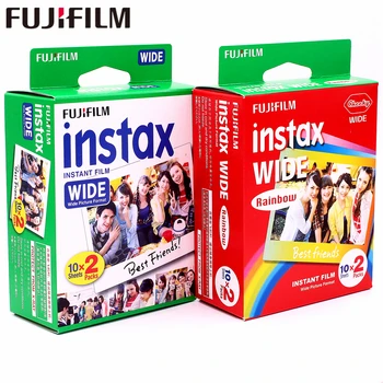 Originali 40 Lapų Fujifilm Instax Pločio Baltos spalvos šoniniai + Platus Vaivorykštė Filmas Fuji Momentinių Nuotraukų popieriaus Kamera 300/200/210/100/500AF