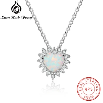 Originali 925 Sterlingas Sidabro Karoliai Moterims Sukurta Širdies White Opal Kubinių Zirconia Karoliai Fine Jewelry (Sam Hub Fong)