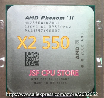 Originalus AMD Phenom II X2 550 PROCESORIUS 3.1 GHz, Socket AM3 938-pin Procesoriaus 80W Dual-Core 1M Darbalaukio (darbo Nemokamas Pristatymas)