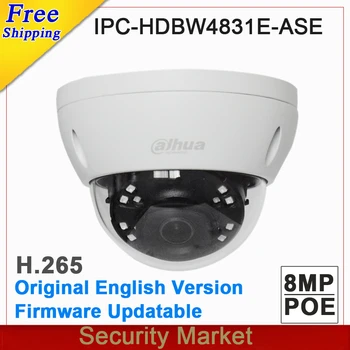 Originalus dahua anglų kalba IPC-HDBW4831E-ASE 8MP POE IR mini dome network camera VAIZDO IP kamera su IK10 IP67 Mic pastatytas