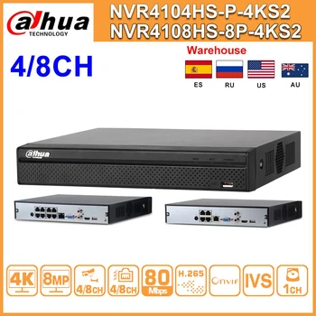 Originalus Dahua NVR NVR4104HS-P-4KS2 NVR4108HS-8P-4KS2 4/8 CH NVR POE 4K Tinklo Vaizdo įrašymo su IVS 8MP HD IP vaizdo Kamera