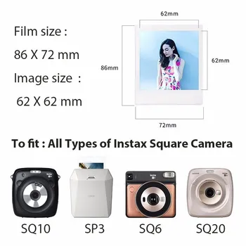 Originalus Fujifilm Instax Aikštėje Instant white krašto Kino 10 iki 100 Lapų Fuji SQ10 6 20 SP2 Hibridiniai fotoaparatai