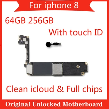 Originalus iphone 8 visišką drožlių plokštė 64gb 256 gb Factory unlocked mainboard 