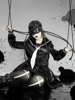 Originalus mechaninė Gotikos stiliaus black technologija PU JK vienodas sailor kostiumas Japonijos harajuku trumpa striukė