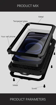 Originalus MEILĖS MEI Galingas Atveju iPhone, 12 Mini Metalo Šarvai Šoko Purvo Įrodymas, Vandens, Telefono Dėklai iPhone 12 Pro Max 6.1