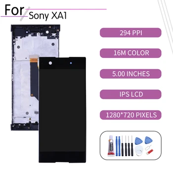 ORIGINALUS SONY Xperia XA1 LCD Jutiklinis Ekranas skaitmeninis keitiklis Asamblėjos Sony XA1 Ekranas su Rėmo Pakeitimo G3112 G3121 G3123