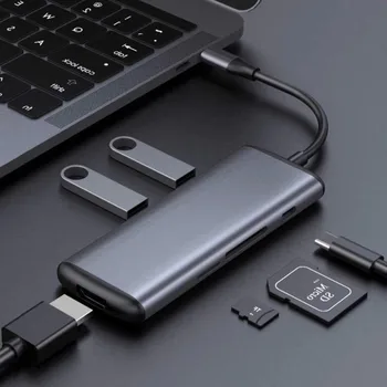 Originalus Xiaomi Hagibis Tipas-C Daugiafunkcinis Konverteris Dual USB 3.0 Duomenų Adapteris, skirtas HDMI SD TF 