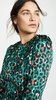 OUMEA Mados Ponios Vasaros Žalia Leopard Atvira nugara ilgomis Rankovėmis Suknelė Šalis Aukštos Ritininės Moterų Maxi Suknelė Elegantiškas Suknelė