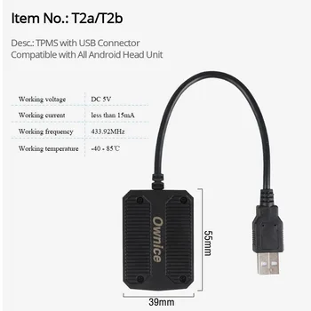 Ownice USB, Android TPMS Padangų Slėgio Monitorius 