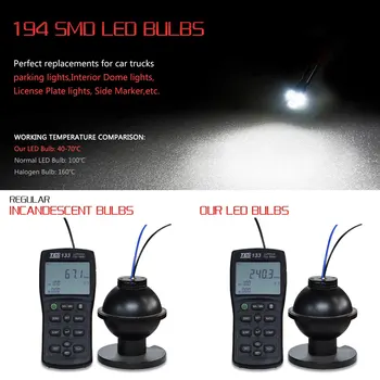 OXILAM 10vnt T10 W5W LED Lemputė 194 168 Automobilio Salono Dome Skaitymo Šviesa 
