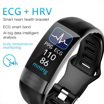 P11plus Kraujo Spaudimas Smartband Širdies ritmo Monitorius PPG EKG Smart Apyrankę Veiklos Fitness Tracker Matuoti kūno temperatūrą