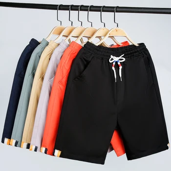 Pantalones cortos harlan para hombre 4XL 5XL, de lino informales con cintura elástica transpirables sólidos de verano 6 colores