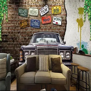 Pasirinktinis dydis 3d foto tapetai, freskos kambarį licenciją plokštelės senovinių automobilių juostą 3d vaizdo sofa-lova, TV foną tapetai sienos 3d