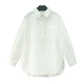 Pavasarį ir rudenį naujas retro mados populiarus balti marškiniai moterų dizaino prasme nišą laisvi ir plona ilgomis rankovėmis marškinėliai ins 2021 naujas