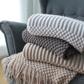 Pavasarį ir vasarą oro kondicionavimo megzti antklodė siesta antklodė, masažinės, antklodė, Šiaurės stiliaus, vientisos spalvos antklodė