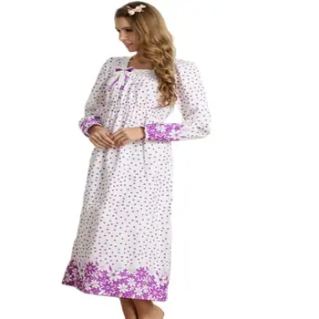 Pavasarį nauja grynos medvilnės moterims super ilgas gėlių nightgowns sleepshirts miego lounge sleepwear rūbeliai moteris rudenį