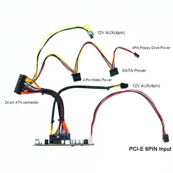PCI-E 6pin 300W DC Įvesties-ATX 24pin Maitinimo Modulis Swithc Pico PSU Auto Mini ITX Aukštos DC-ATX maitinimo modulis ITX Kasybos