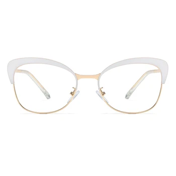 Peekaboo balta moterų akinių rėmeliai katės akis, metalo retro akinių rėmelius moterų recepto accessorries skaidraus lęšio rožinė raudona
