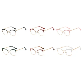 Peekaboo balta moterų akinių rėmeliai katės akis, metalo retro akinių rėmelius moterų recepto accessorries skaidraus lęšio rožinė raudona
