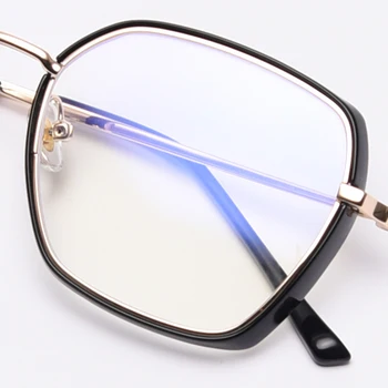 Peekaboo didelis rėmas daugiakampiai taures už moterų mėlyna šviesa nereguliarus mados optiniai akinių rėmeliai moterų derliaus pusė metalo