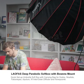 Pergear LAOFAS Giliai Parabolinis Softbox Greitas Montavimas su Korio Tinklo Bowens Flash Šviesos, Fotografijos Softbox