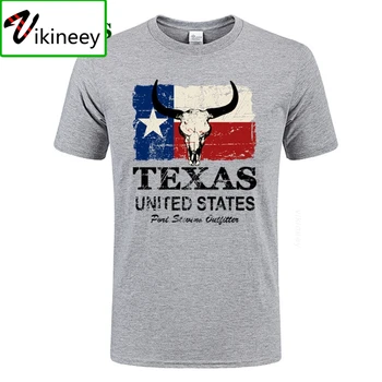 Pigūs karšto pardavimo Didmeninės Pagrindinio Retro Trumpas Rankovės medvilnės JAV Valstijos Teksaso Vėliavos Vyrų marškinėliai Derliaus O-kaklo marškinėliai