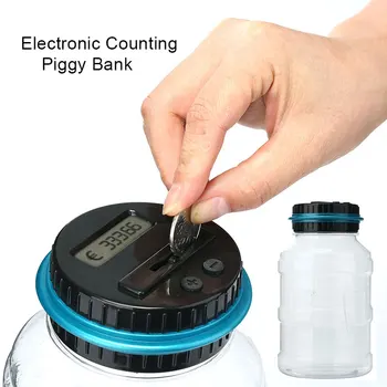 Plastikiniai Skaičiavimo Jar Monetos Counter Ekonomikos EURO LCD Žaislas, Patogus Indėlių Elektroninio Banko Pinigų Skaitmeninis Taupymo Dėžutė Dovana