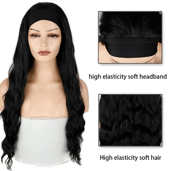 Plaukų juosta perukas garbanotas perukas lankelis ilgas, banguotas šukuosena sintetinio pluošto perukas Afrikos Amerikos moterų perukas