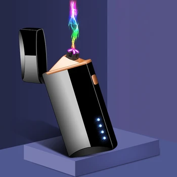 Plazmos Dual Lanko USB Žiebtuvėlis Vėjo Flameless Žiebtuvėlių, Rūkyti Žvakė Cigarečių Dalykėlių Vyrų LED Maitinimo Ekranas