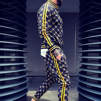 Pledas Vyrų Tracksuit Rinkiniai Spalvinga Atsitiktinis Užtrauktukas Dryžuotas sportiniai Kostiumai Man 3D Spausdinimo Tiktų Vyrų Kišenėje Prekės Palaidinukė+Sweatpants