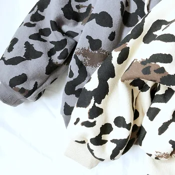 Plius Aksomo Vaikų Bliuzono Paltai Rudens Žiemos Striukes Vaikams Leopard Berniukai Storas Megztinis Šiltas Baby Viršutinių Drabužių Siuvimas