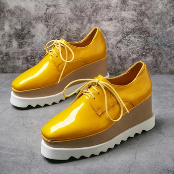 Plius dydis 33-42 moterų natūralios odos platformos butai oxfords prekės dizaineris nėriniai-up sidabro laisvalaikio espadrilles pavasario naujų batų