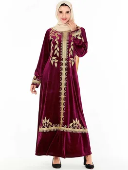 Plius Dydžio Elegantiškas Musulmonų Suknelė, Hijab Moterų Dubajus Arabų Pleuche ilgomis Rankovėmis Abaja Suknelė Kimono turkijos Jubah Islamo Drabužių 4XL