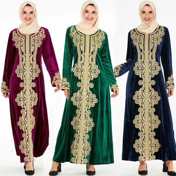 Plius Dydžio Elegantiškas Musulmonų Suknelė, Hijab Moterų Dubajus Arabų Pleuche ilgomis Rankovėmis Abaja Suknelė Kimono turkijos Jubah Islamo Drabužių 4XL
